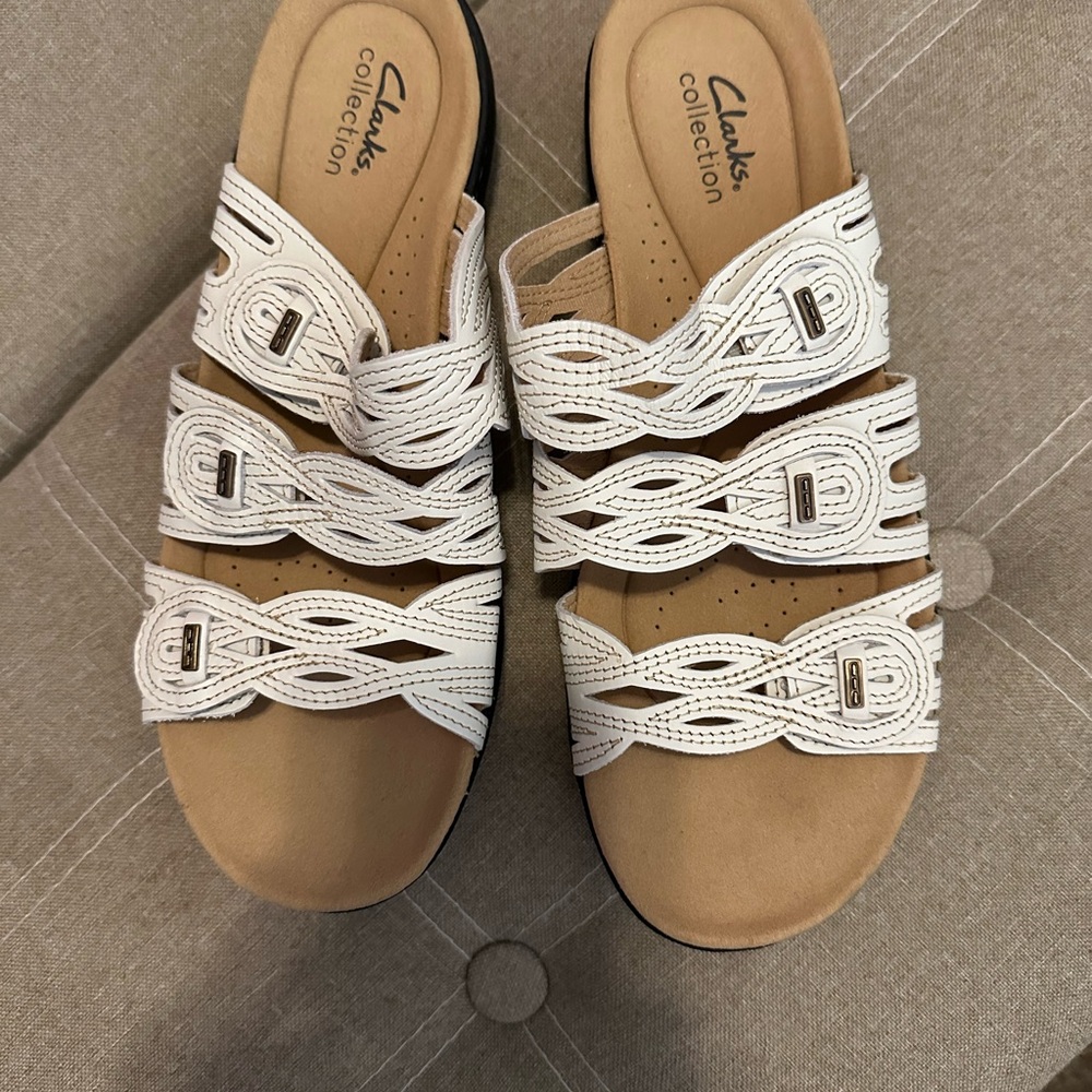 Clarks Women's White Sandals